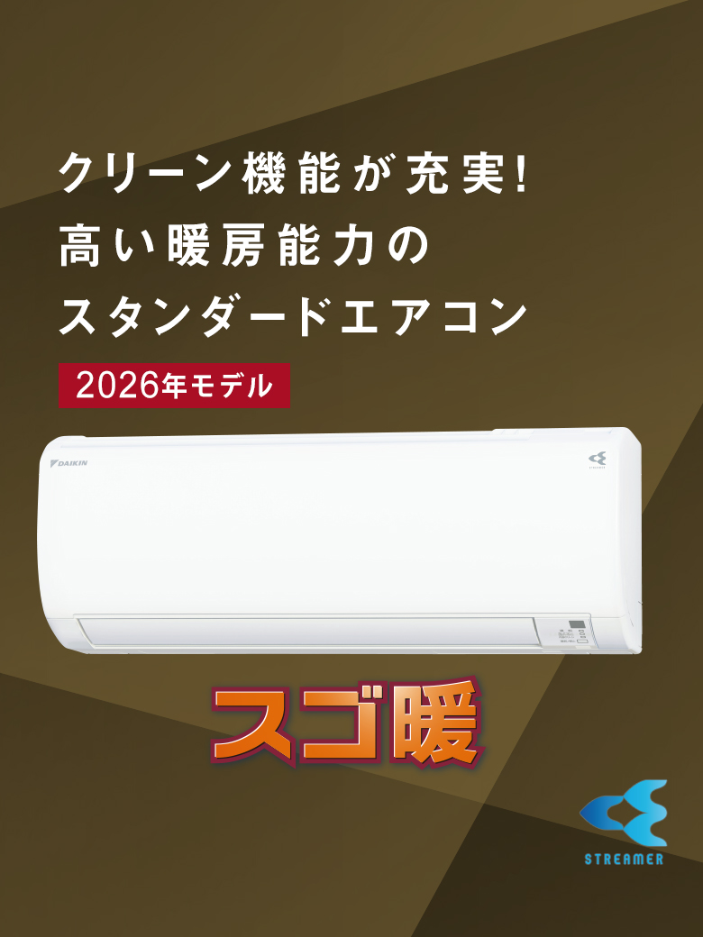 クリーン機能が充実！高い暖房能力のスタンダードエアコン